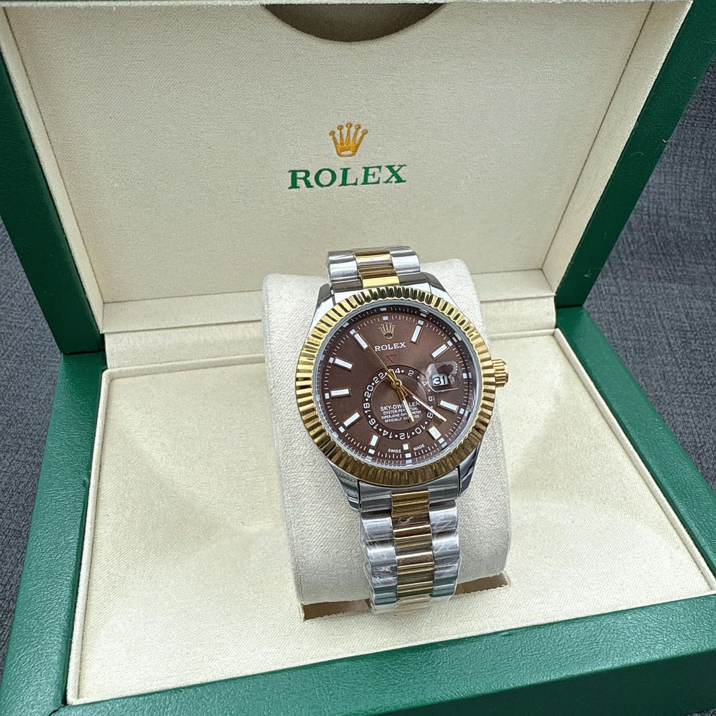 ROLEX "SILVER/BROWN"